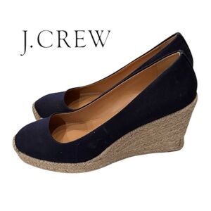J. Crew Women’s Navy “Seville” Espadrille Jute Wedges Shoes Size 7